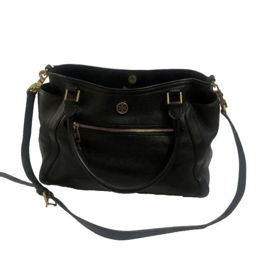 Tory Burch handbag Black Leather Purse Shoulderbag Tote Satchel